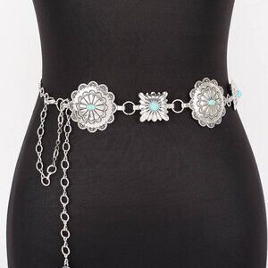 Silver Vintage Style Metal Chain Belt